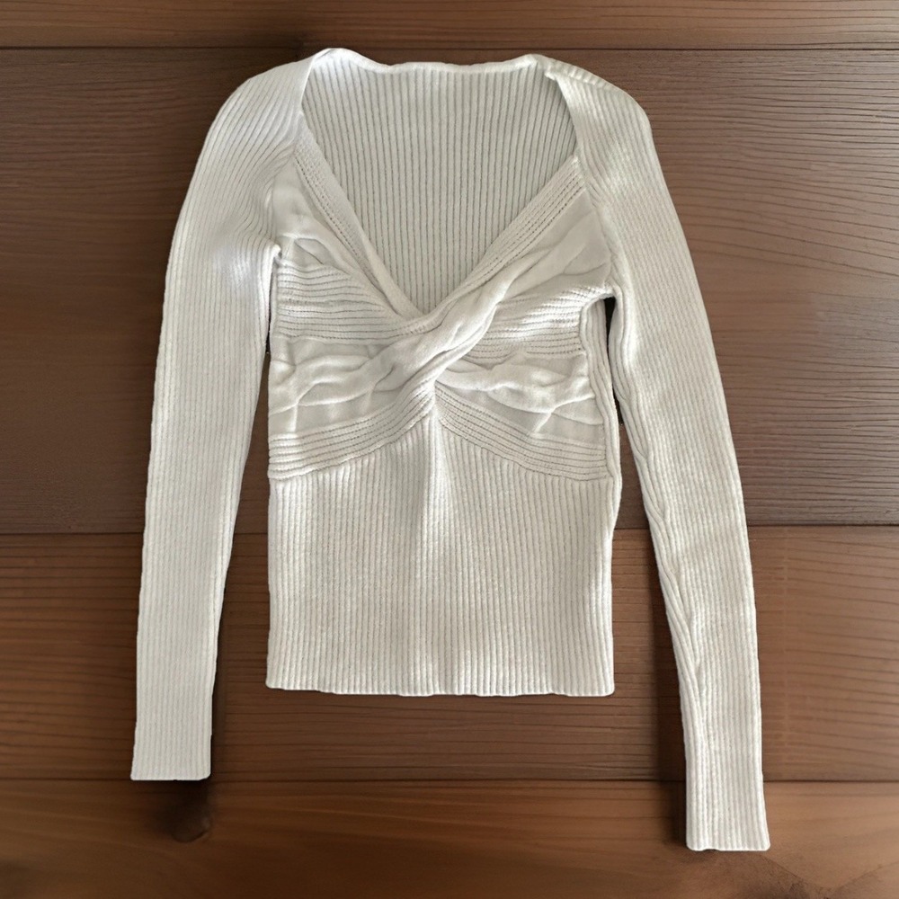 VTG Y2K‎ Sweater Women Small Wrap Sweater Knit Long Sleeve Whimsigoth Babydoll